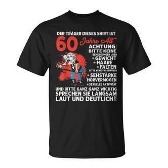 Men's With German Text Der Träger Ist 60 Jahre Alt Geschenkidee [German Language Black T-Shirt - Seseable De